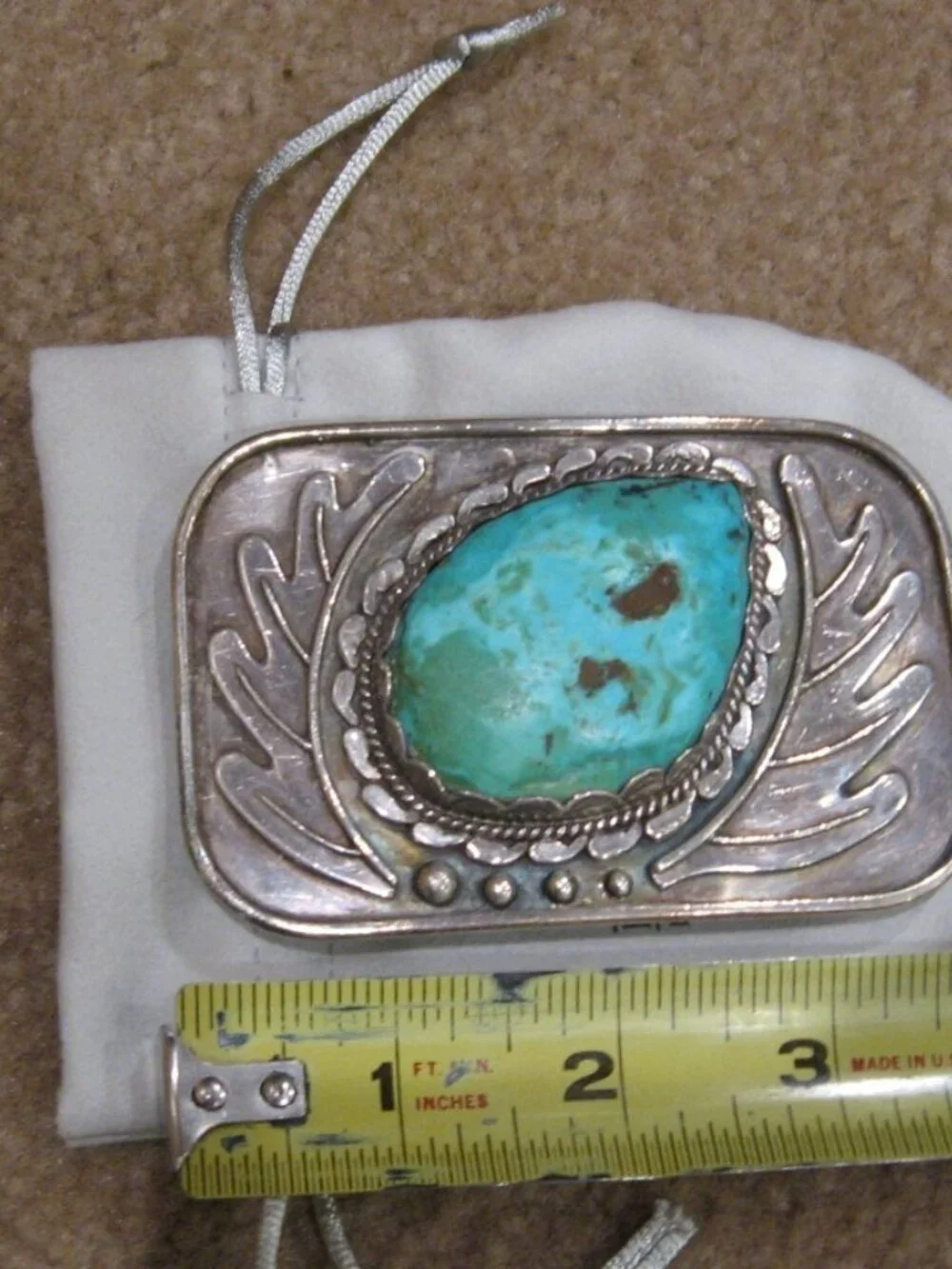 Turquoise Belt Buckle - sterling silver